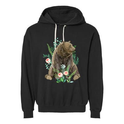 Bear Sitting In The Forest Garment-Dyed Fleece Hoodie