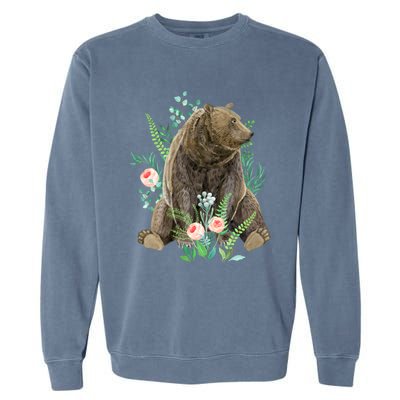 Bear Sitting In The Forest Garment-Dyed Sweatshirt