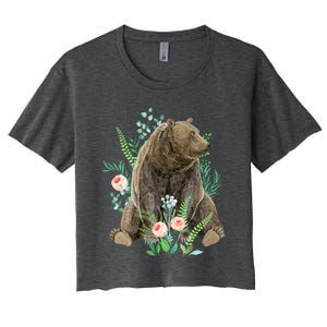 Bear Sitting In The Forest Women's Crop Top Tee