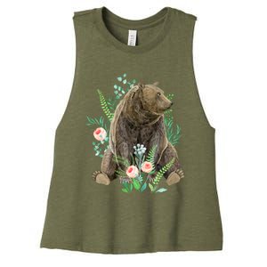 Bear Sitting In The Forest Women's Racerback Cropped Tank