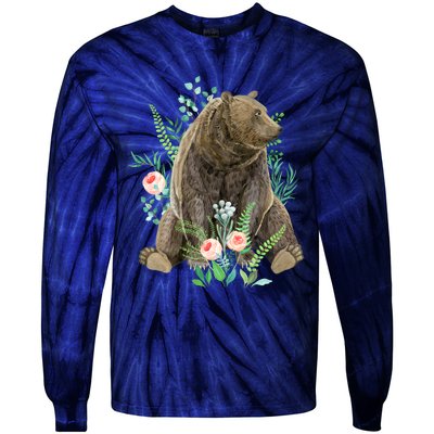 Bear Sitting In The Forest Tie-Dye Long Sleeve Shirt