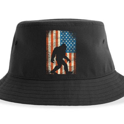 Bigfoot Sasquatch I Believe Patriot American Flag USA Sustainable Bucket Hat