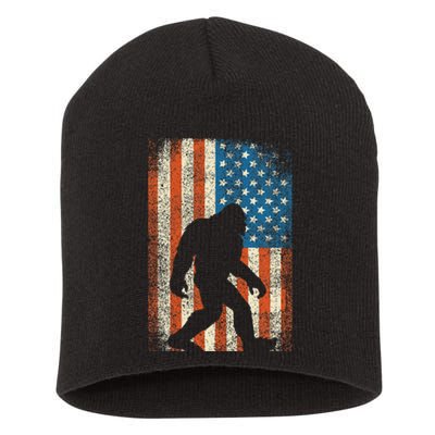 Bigfoot Sasquatch I Believe Patriot American Flag USA Short Acrylic Beanie