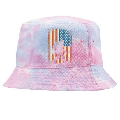 Bigfoot Sasquatch I Believe Patriot American Flag USA Tie-Dyed Bucket Hat