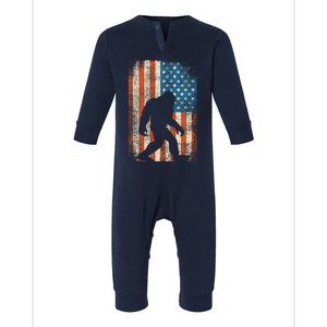 Bigfoot Sasquatch I Believe Patriot American Flag USA Infant Fleece One Piece