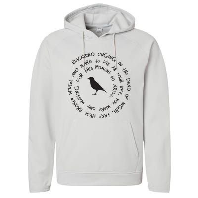 Blackbird Singing In The Dead Of Night Bird Lyrics Performance Fleece Hoodie