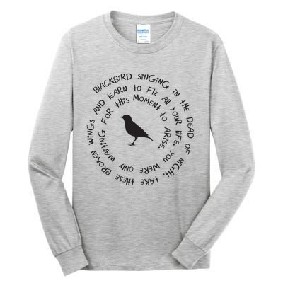 Blackbird Singing In The Dead Of Night Bird Lyrics Tall Long Sleeve T-Shirt