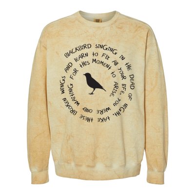 Blackbird Singing In The Dead Of Night Bird Lyrics Colorblast Crewneck Sweatshirt