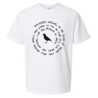 Blackbird Singing In The Dead Of Night Bird Lyrics Sueded Cloud Jersey T-Shirt