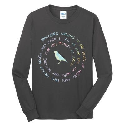 Blackbird Singing In The Dead Of Night Bird Lyrics Tall Long Sleeve T-Shirt