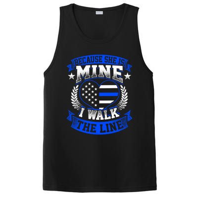 Because She Is Mine I Walk The Line Patriotic Police Officer Gift PosiCharge Competitor Tank