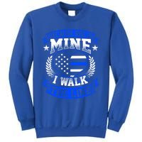 Because She Is Mine I Walk The Line Patriotic Police Officer Gift Sweatshirt