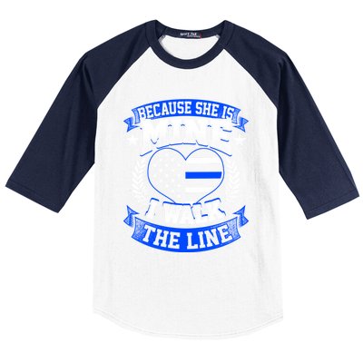 Because She Is Mine I Walk The Line Patriotic Police Officer Gift Baseball Sleeve Shirt