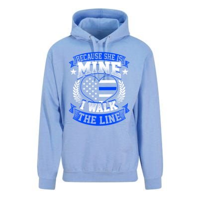 Because She Is Mine I Walk The Line Patriotic Police Officer Gift Unisex Surf Hoodie