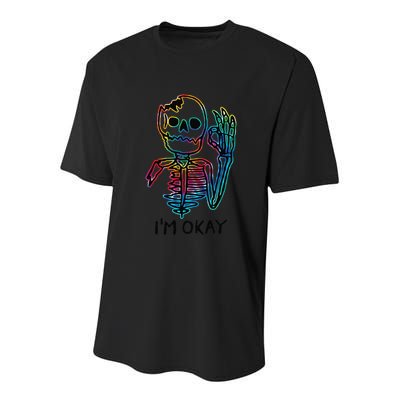 Broken Skeleton Im Okay Funny Halloween Horror Gifts Youth Performance Sprint T-Shirt