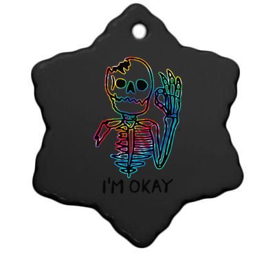 Broken Skeleton Im Okay Funny Halloween Horror Gifts Ceramic Star Ornament