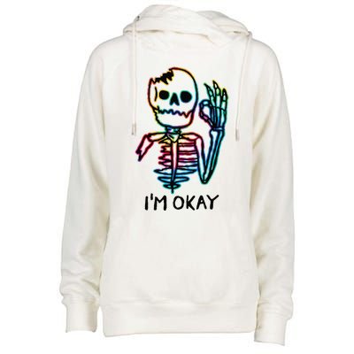 Broken Skeleton Im Okay Funny Halloween Horror Gifts Womens Funnel Neck Pullover Hood