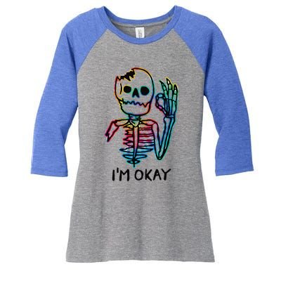 Broken Skeleton Im Okay Funny Halloween Horror Gifts Women's Tri-Blend 3/4-Sleeve Raglan Shirt