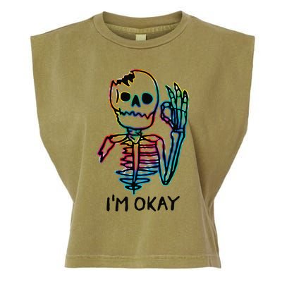 Broken Skeleton Im Okay Funny Halloween Horror Gifts Garment-Dyed Women's Muscle Tee