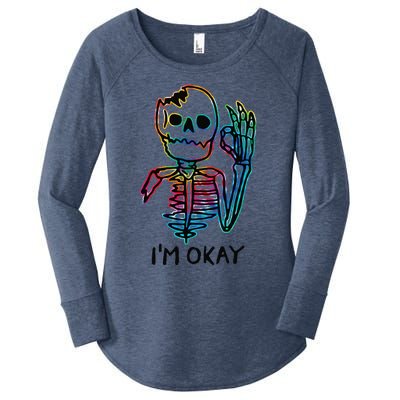 Broken Skeleton Im Okay Funny Halloween Horror Gifts Women's Perfect Tri Tunic Long Sleeve Shirt