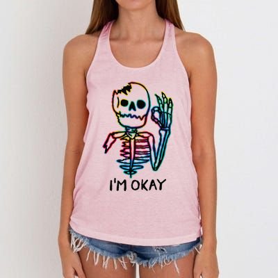 Broken Skeleton Im Okay Funny Halloween Horror Gifts Women's Knotted Racerback Tank