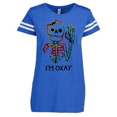 Broken Skeleton Im Okay Funny Halloween Horror Gifts Enza Ladies Jersey Football T-Shirt