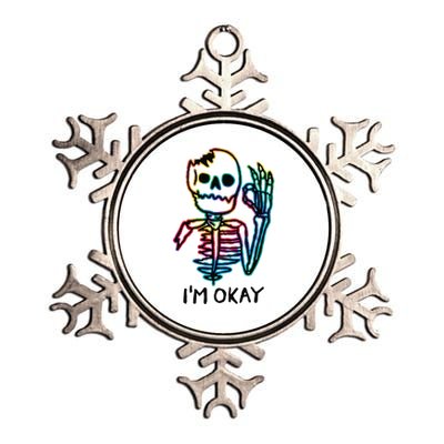 Broken Skeleton Im Okay Funny Halloween Horror Gifts Metallic Star Ornament