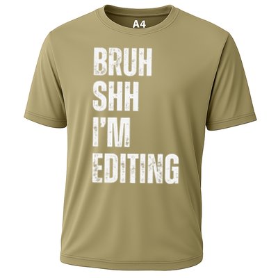 Bruh Shh Im Editing Funny Video Editor Filmmaker Novelty Cooling Performance Crew T-Shirt