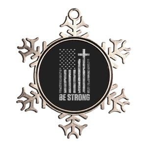 Be Strong Inspirational Christian American Flag Metallic Star Ornament