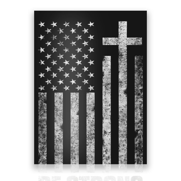 Be Strong Inspirational Christian American Flag Poster