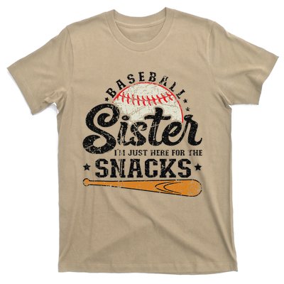 Baseball Sister IM Just Here For The Snacks Funny Baseball T-Shirt