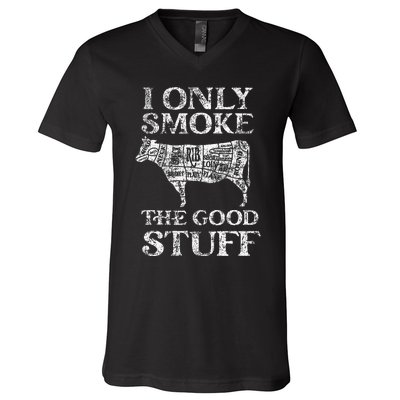 Bbq Smoker I Only Smoke The Good Stuff V-Neck T-Shirt