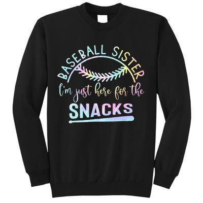 Baseball Sister Im Just Here For The Snacks Retro B Tie Dye Sweatshirt