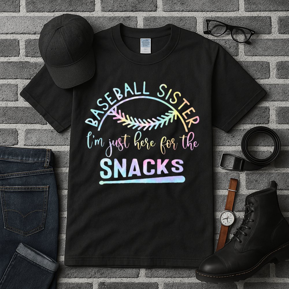 Baseball Sister Im Just Here For The Snacks Retro B Tie Dye Tall T-Shirt
