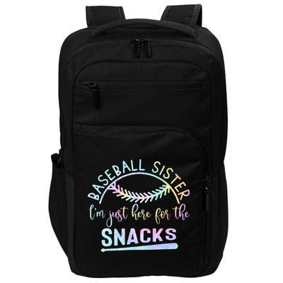 Baseball Sister Im Just Here For The Snacks Retro B Tie Dye Impact Tech Backpack