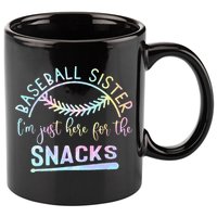 Baseball Sister Im Just Here For The Snacks Retro B Tie Dye 11oz C Handle Ceramic Mug