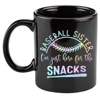 Baseball Sister Im Just Here For The Snacks Retro B Tie Dye 11oz C Handle Ceramic Mug