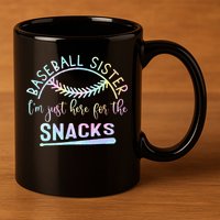 Baseball Sister Im Just Here For The Snacks Retro B Tie Dye 11oz C Handle Ceramic Mug