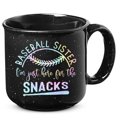 Baseball Sister Im Just Here For The Snacks Retro B Tie Dye 15oz Campfire Ceramic Mug