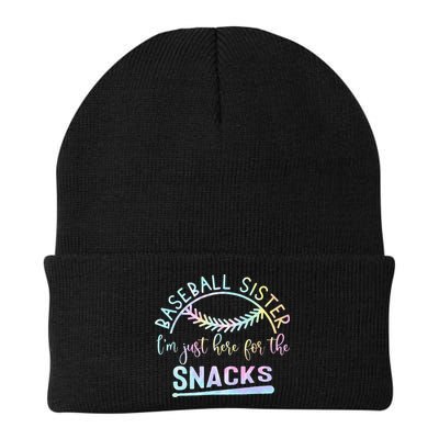 Baseball Sister Im Just Here For The Snacks Retro B Tie Dye Beanie