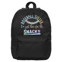 Baseball Sister Im Just Here For The Snacks Retro B Tie Dye 16 in Basic Backpack