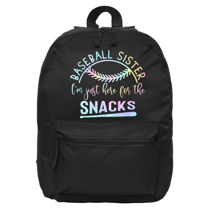 Baseball Sister Im Just Here For The Snacks Retro B Tie Dye 16 in Basic Backpack