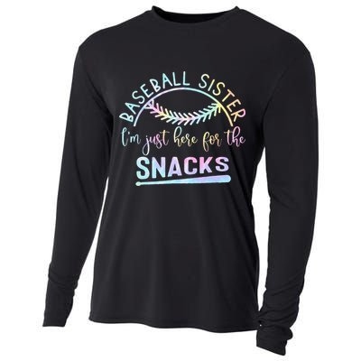 Baseball Sister Im Just Here For The Snacks Retro B Tie Dye Cooling Performance Long Sleeve Crew