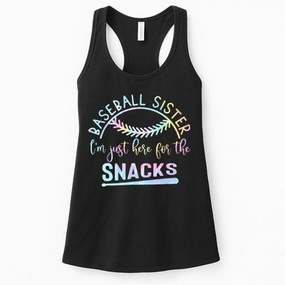 Baseball Sister Im Just Here For The Snacks Retro B Tie Dye Womens Tank Top