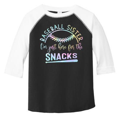 Baseball Sister Im Just Here For The Snacks Retro B Tie Dye Toddler Fine Jersey T-Shirt