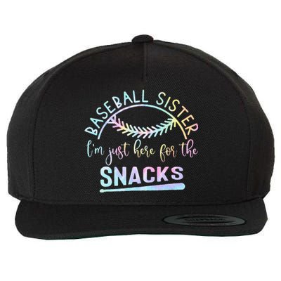 Baseball Sister Im Just Here For The Snacks Retro B Tie Dye Wool Snapback Cap