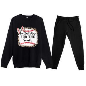 Baseball Sister Im Just Here For The Snacks Premium Crewneck Sweatsuit Set