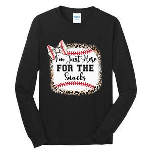 Baseball Sister Im Just Here For The Snacks Tall Long Sleeve T-Shirt