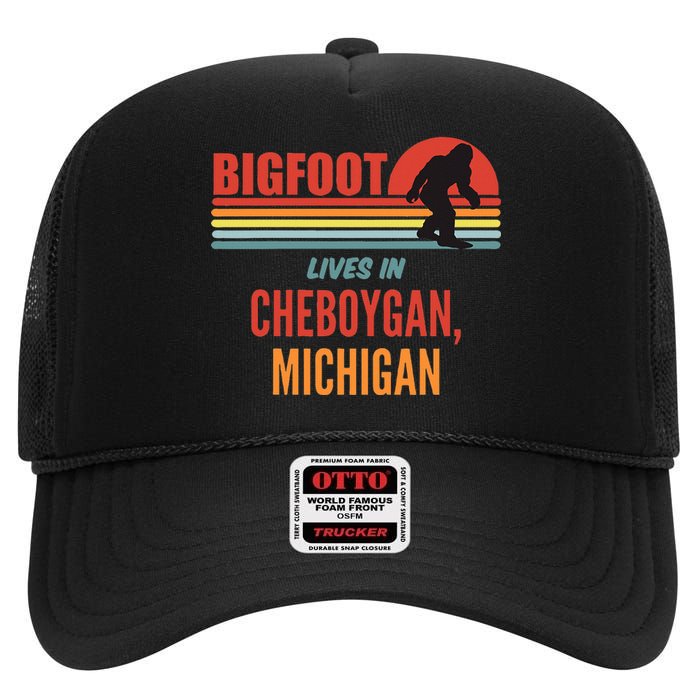 Bigfoot Sighting In Cheboygan Michigan High Crown Mesh Back Trucker Hat