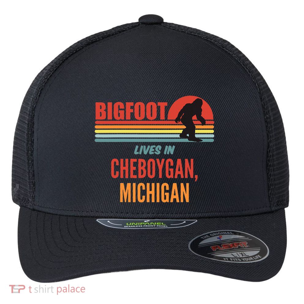 Bigfoot Sighting In Cheboygan Michigan Flexfit Unipanel Trucker Cap